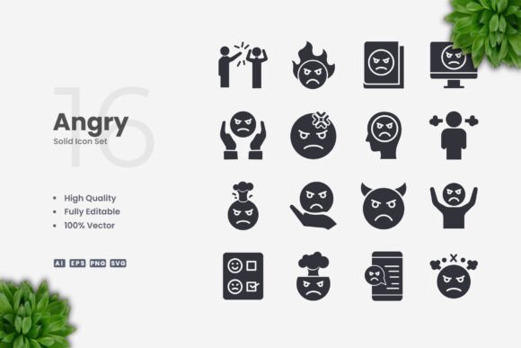 Angry Solid Icons Graphics