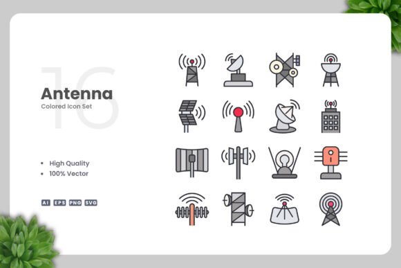 Antenna Color Icons: A Graphic Design Asset for Modern Branding
