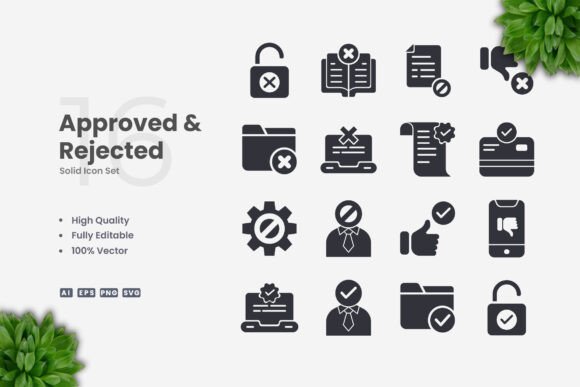 Approved and Rejected Solid Icons for Modern Branding
