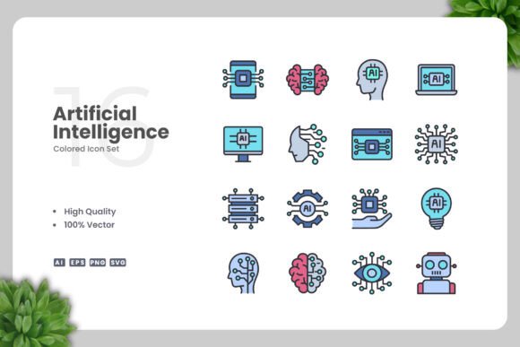 Artificial Intelligence Color Icons Graphics