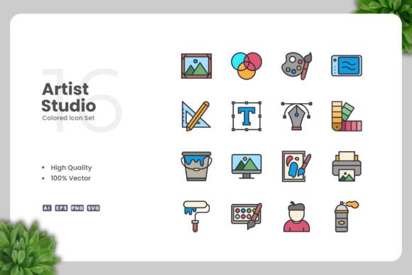 Artist Studio Color Icons Graphics