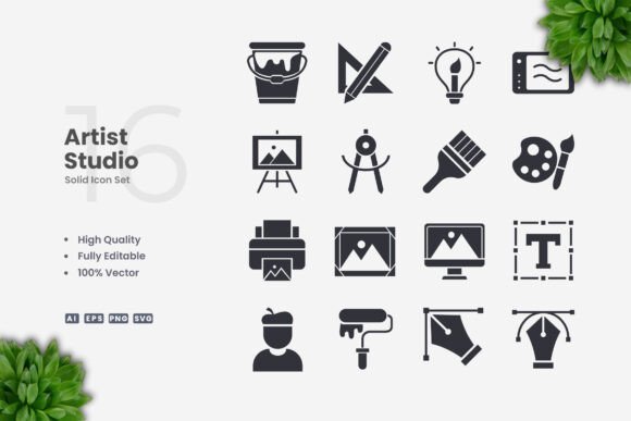 Artist Studio Solid Icons Graphics