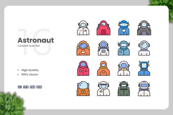 Astronaut Color Icons Graphics