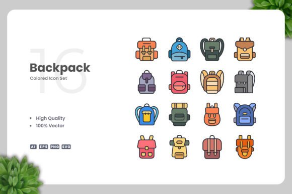 Backpack Color Icons Graphics