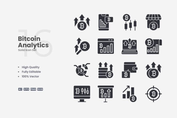Bitcoin Analytics Solid Icons Graphics