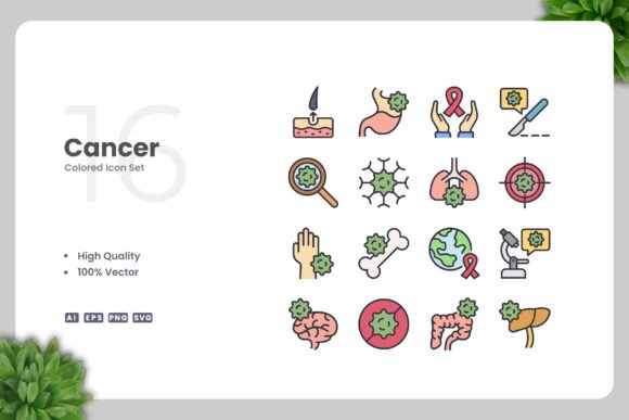 Cancer Color Icons Graphics