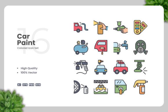 Car Paint Color Icons Graphics