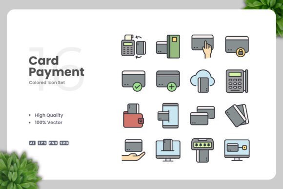 Card Payment Color Icons Graphics
