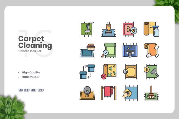 Carpet Cleaning Color Icons for Modern Branding