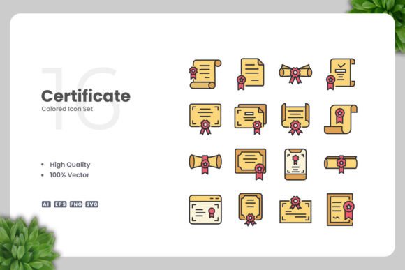 Certificate Color Icons