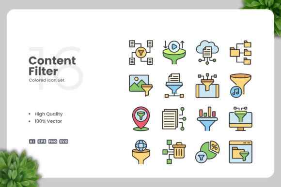 Content Filter Color Icons: A Modern Graphic Design Asset