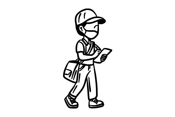 Courier Holding a Parcel Doodle Graphics
