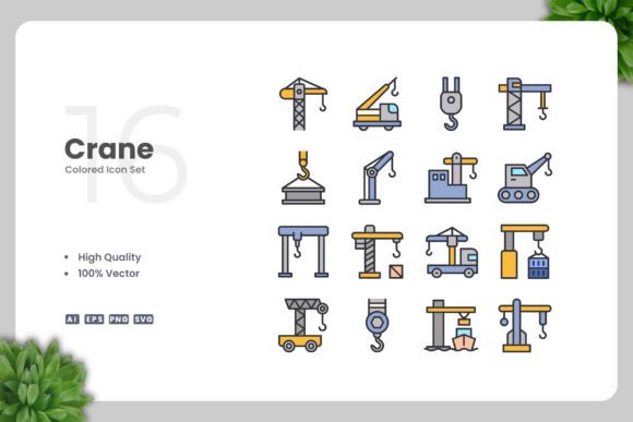 Crane Color Icons Graphics