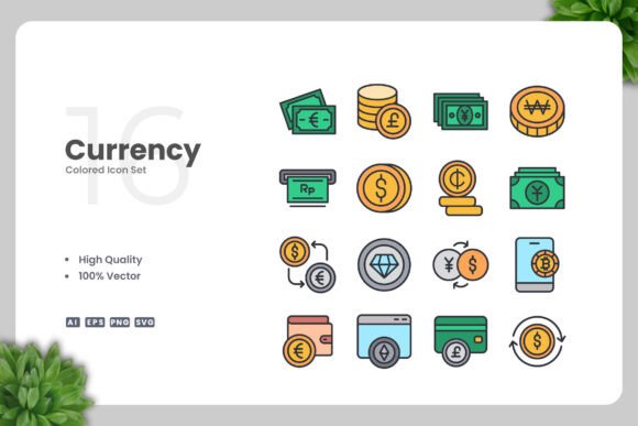 Currency Color Icons Graphics