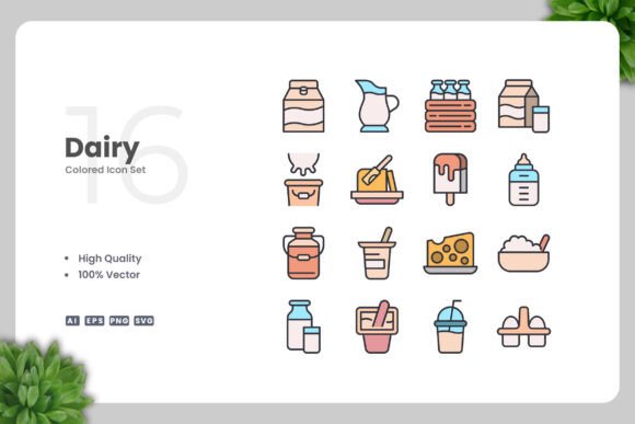 Dairy Color Icons Graphics