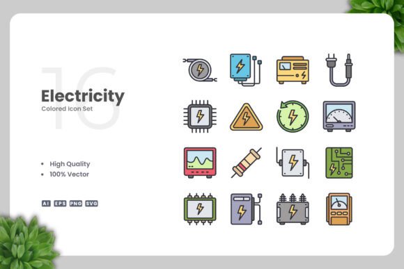 Electricity Color Icons Graphics