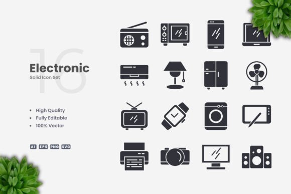 Electronic Solid Icons Graphics