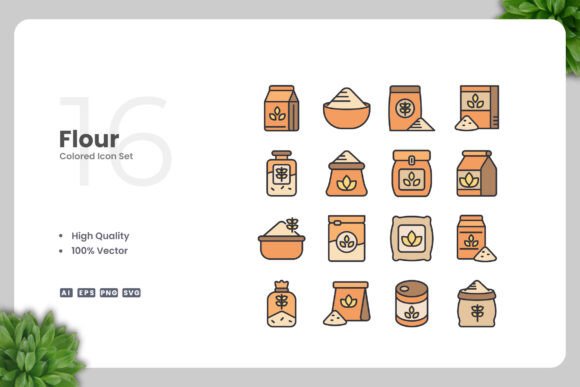 Flour Color Icons: A Clean Graphic Asset for Modern Design