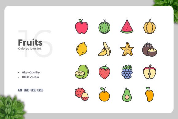 Fruits Color Icons Graphics