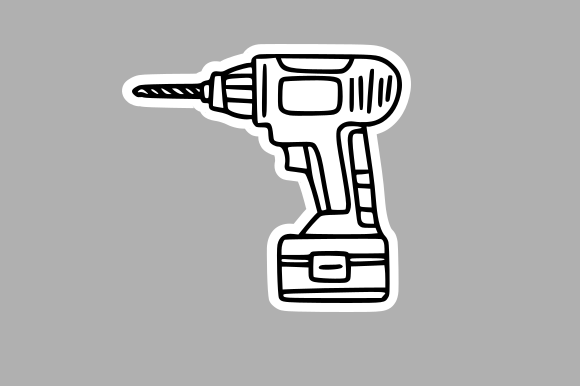 Hand-Drawn Power Drill Graphics for Creative Projects