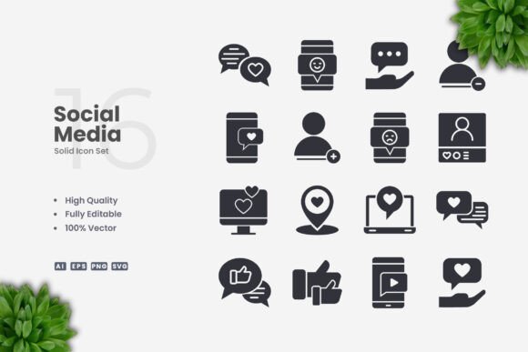 Social Media Solid Icons Graphics