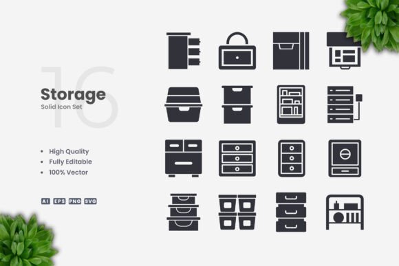 Storage Solid Icons for Modern Design