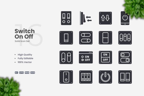 Switch on off Solid Icons for Modern Branding